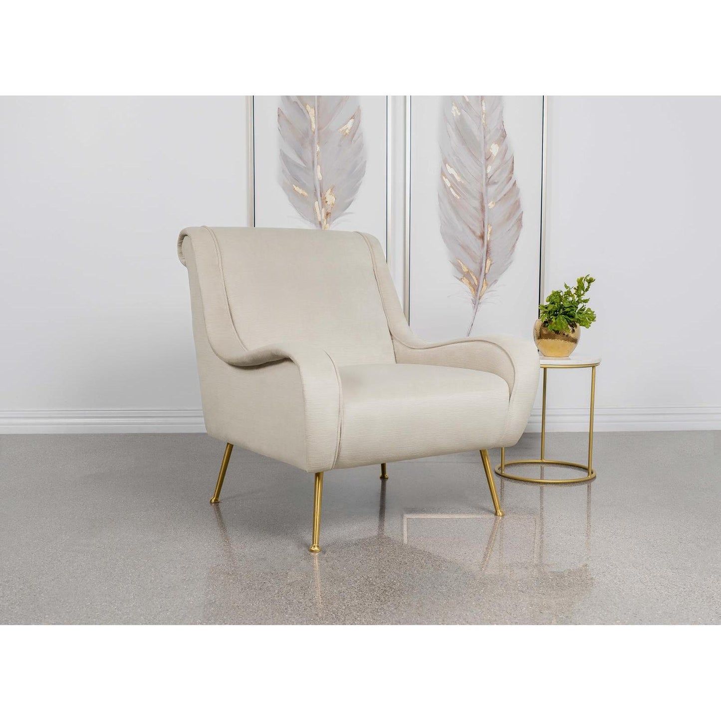 Coaster Furniture Ricci 903043 Upholstered Saddle Arm Accent Chair - Stone IMAGE 2