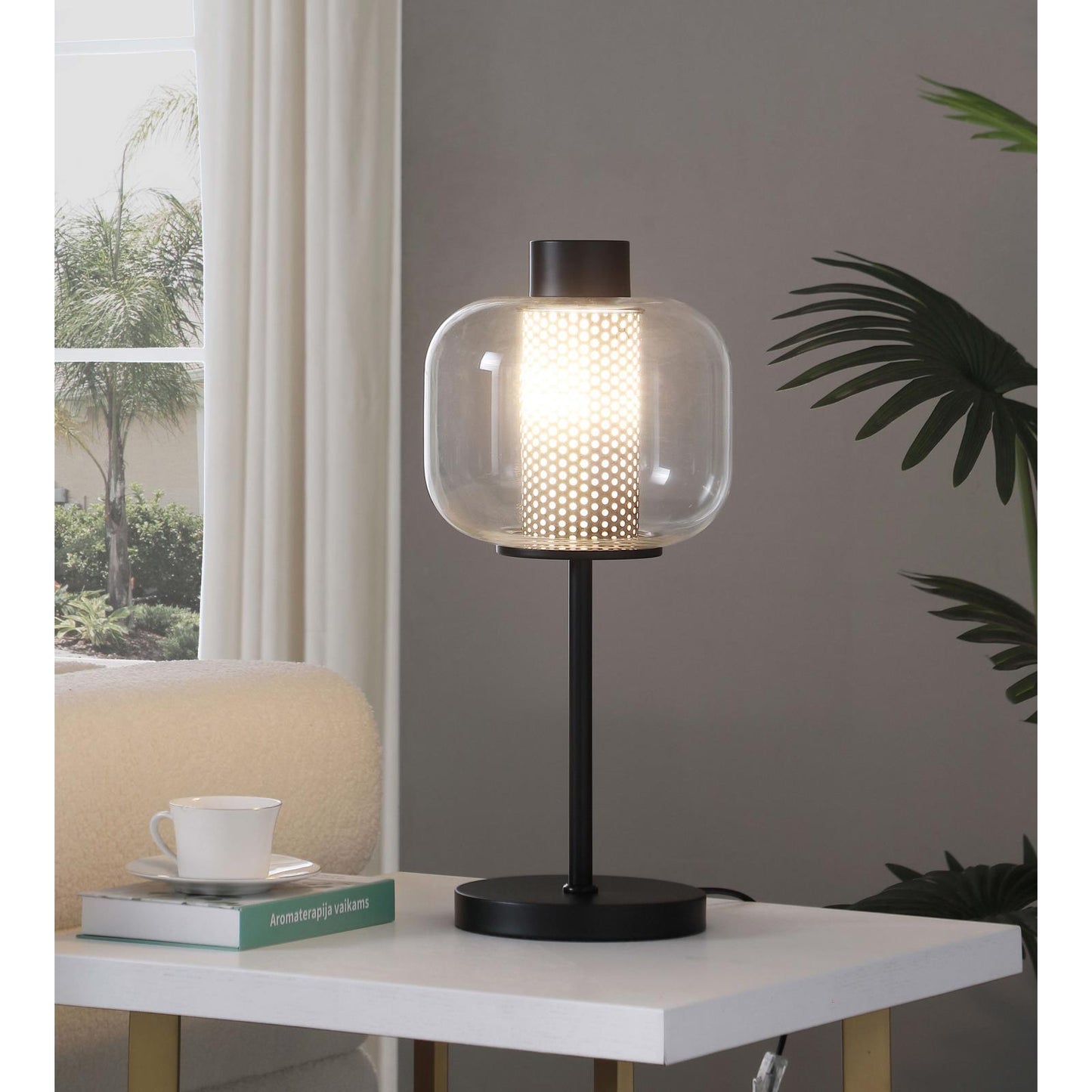 Coaster Furniture Ingrid 920211 22-inch Glass Shade Bedside Table Lamp - Black IMAGE 2