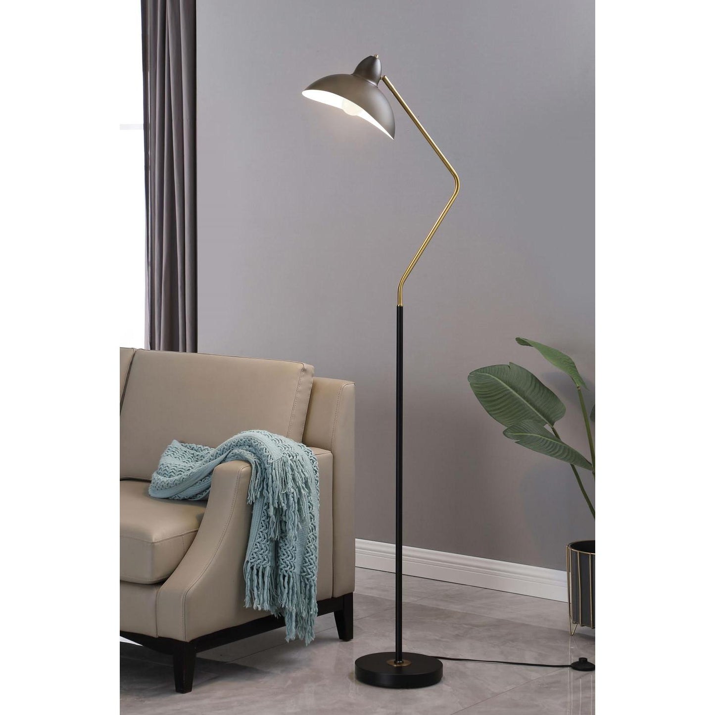 Coaster Furniture Lucien 920223 69-inch Dome Shade Metal Task Floor Lamp - Black IMAGE 2