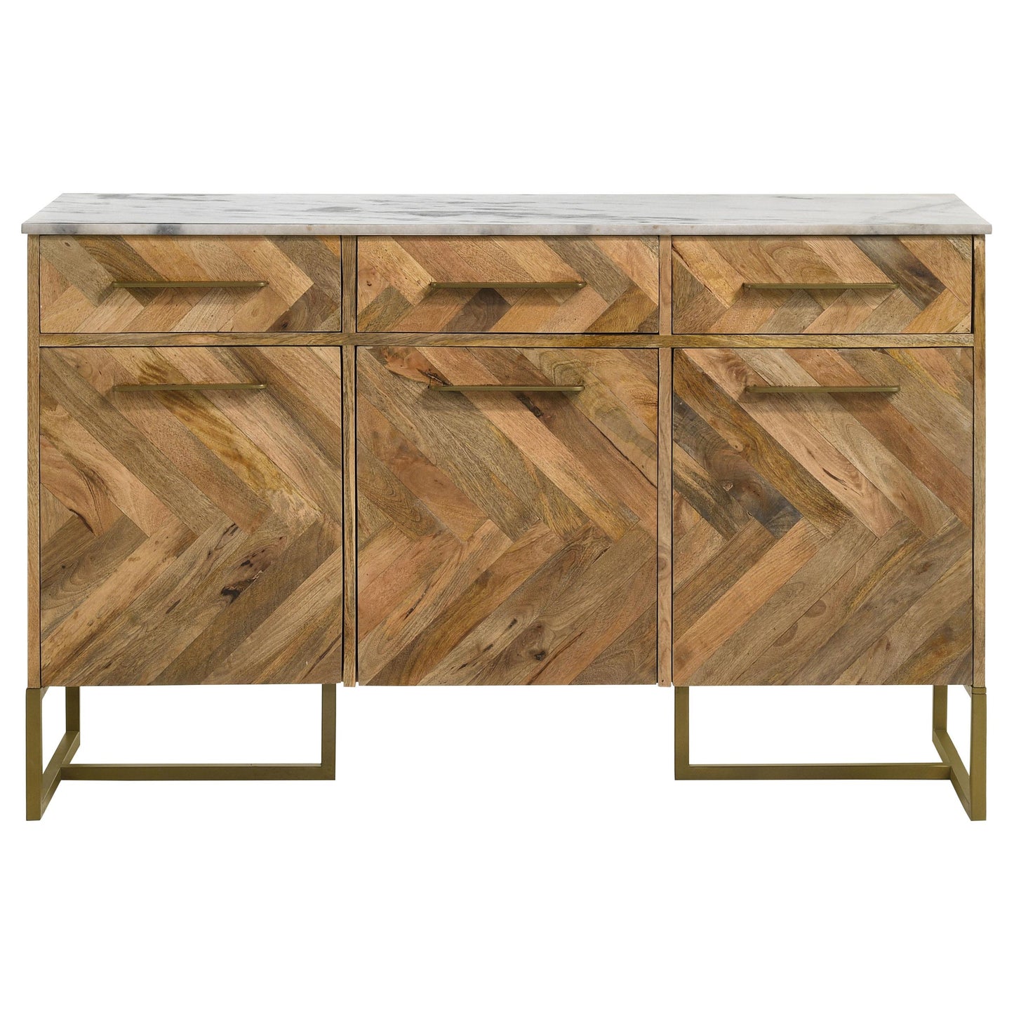 Coaster Furniture Keaton 951138 3-door Marble Top Herringbone Accent Cabinet - Natural IMAGE 3