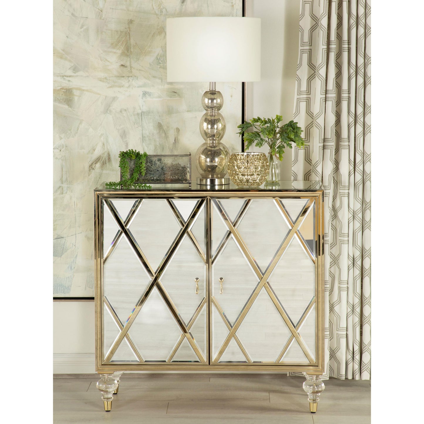 Coaster Furniture Astilbe 951851 2-door Mirrored Accent Cabinet - Silver and Champagne IMAGE 9