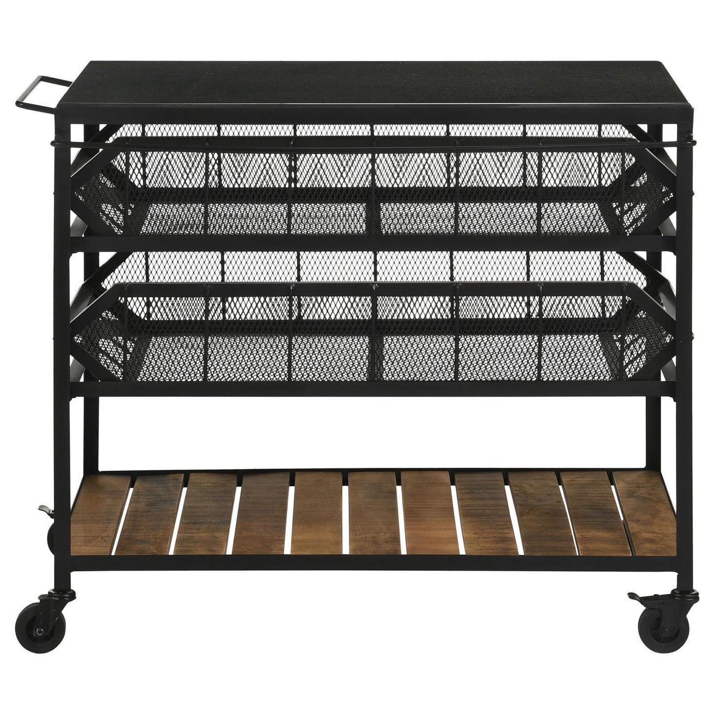 Coaster Furniture Evander 953504 Marble Top Kitchen Cart with Removable Shelves - Black IMAGE 4