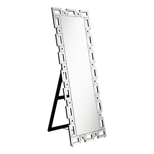 Coaster Furniture Tavin 961634 24 x 65 Inch Geometric Frame Standing Mirror - Silver IMAGE 1