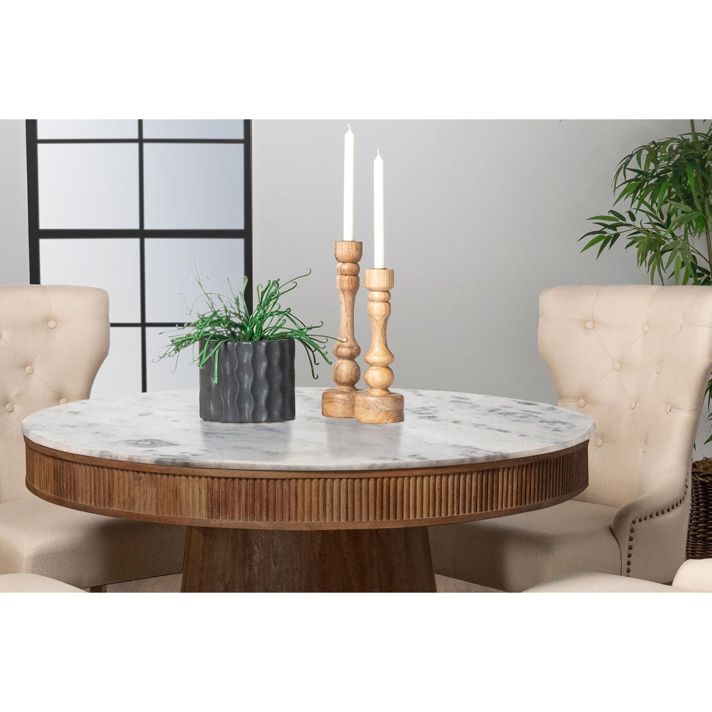 Coaster Furniture Ortega 105141 Round 46-inch Marble Top Wood Dining Table - Natural IMAGE 6