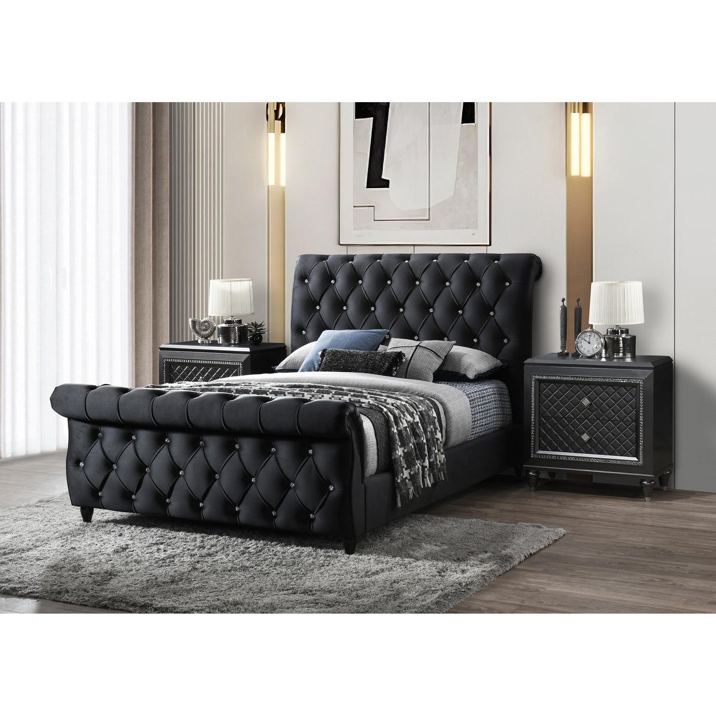 Crown Mark Kyrie 5101BK-Q Queen Sleigh Bed IMAGE 2