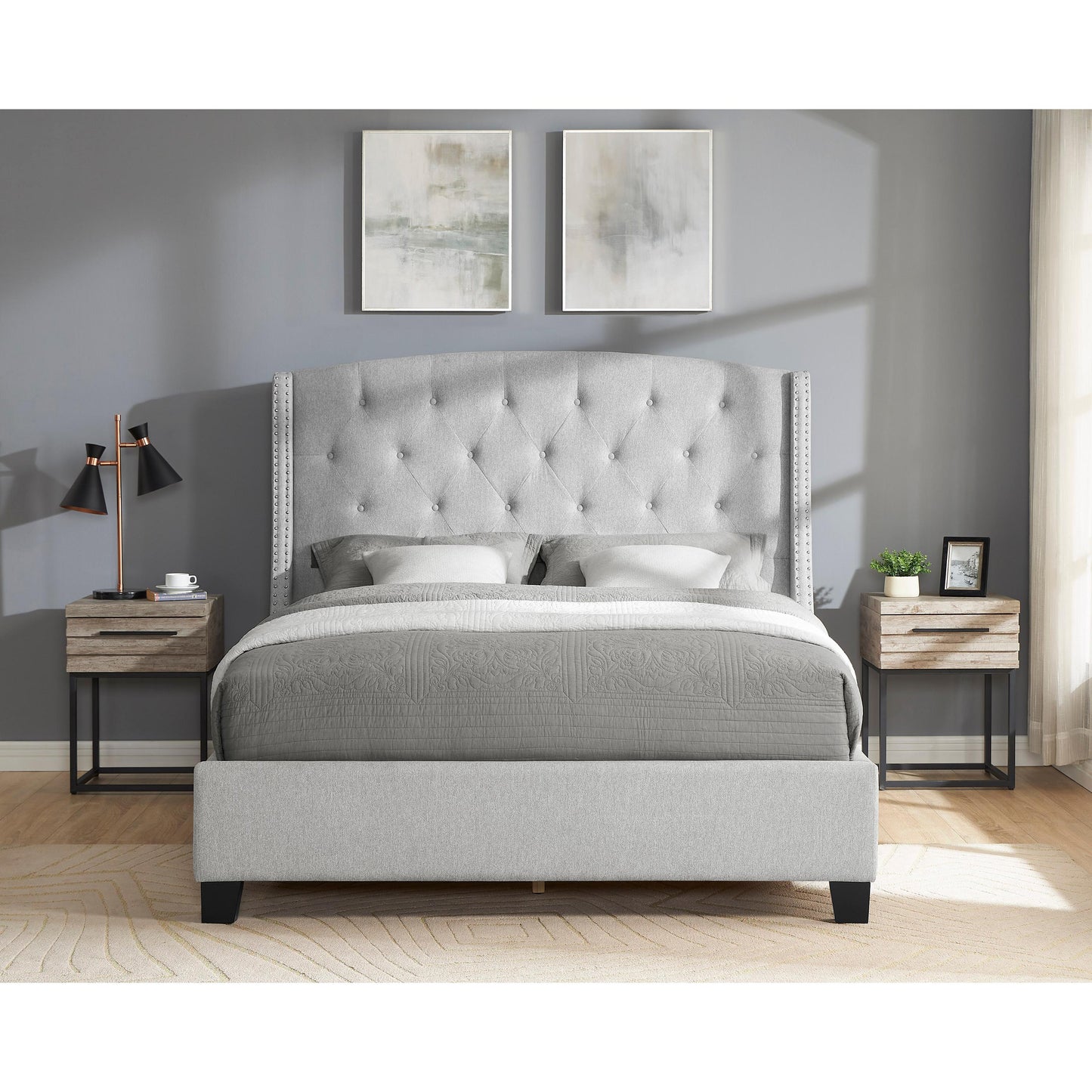 Crown Mark Eva 5111DV-Q Queen Platform Bed - Dove Grey IMAGE 3