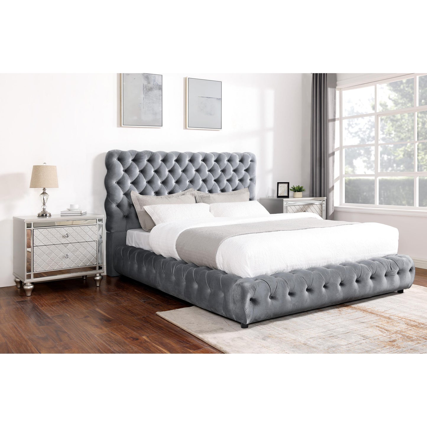 Crown Mark Flory 5112GY-K King Bed - Grey IMAGE 2