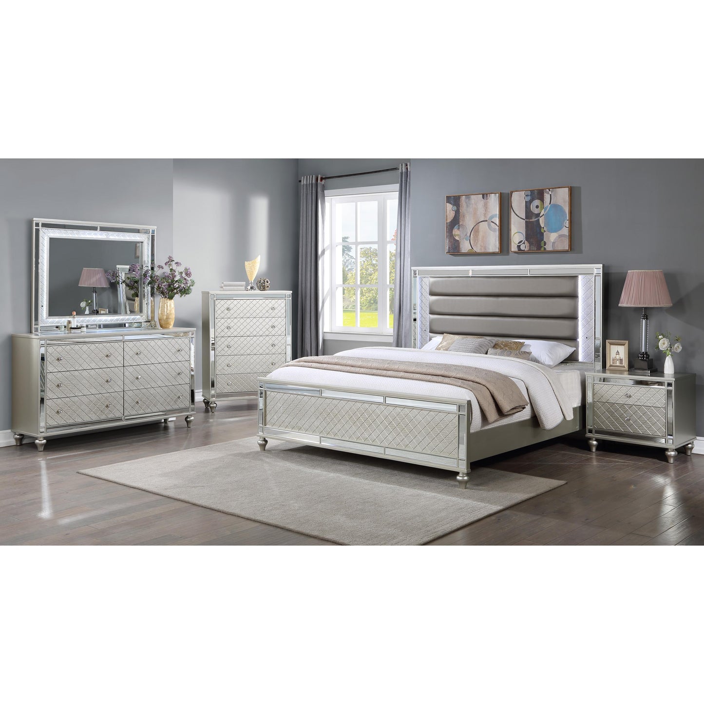 Crown Mark Cristian B1680-2N 2-Drawer Nightstand - Champagne IMAGE 2