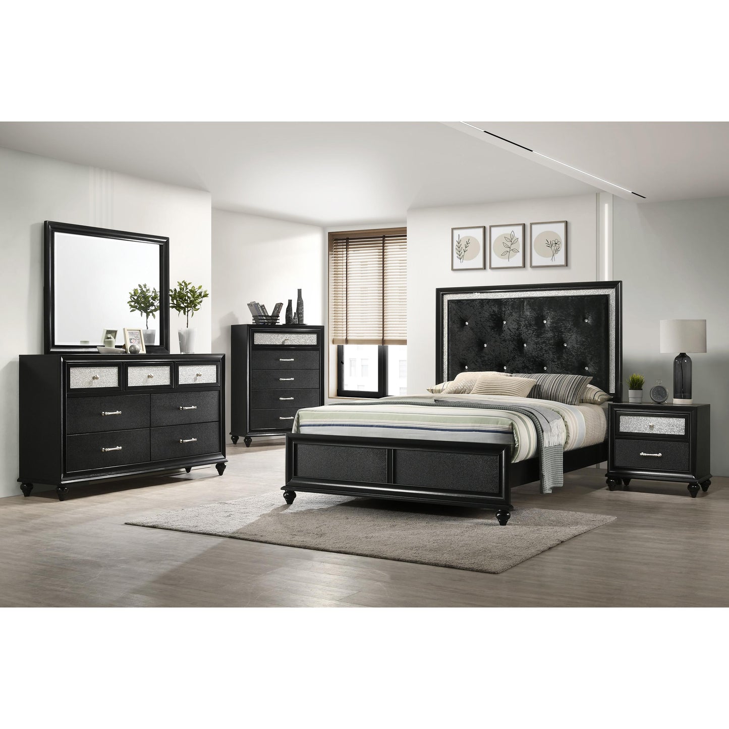 Crown Mark Lila B4398-2 Nightstand - Black IMAGE 2
