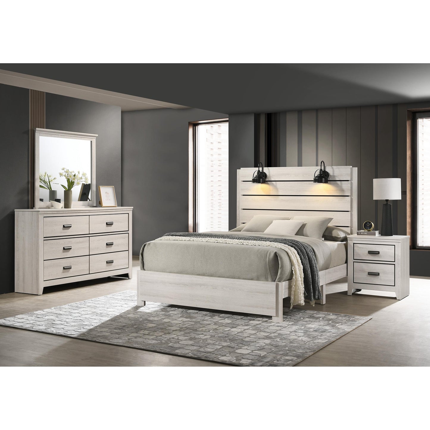 Crown Mark Carter B6810 Queen Platform Bed - White IMAGE 4