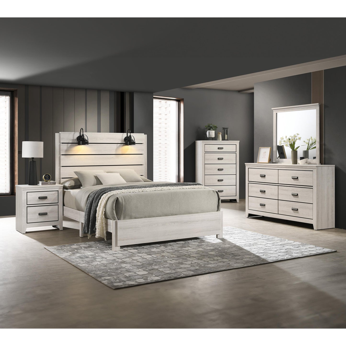 Crown Mark Carter B6810 Queen Platform Bed - White IMAGE 5