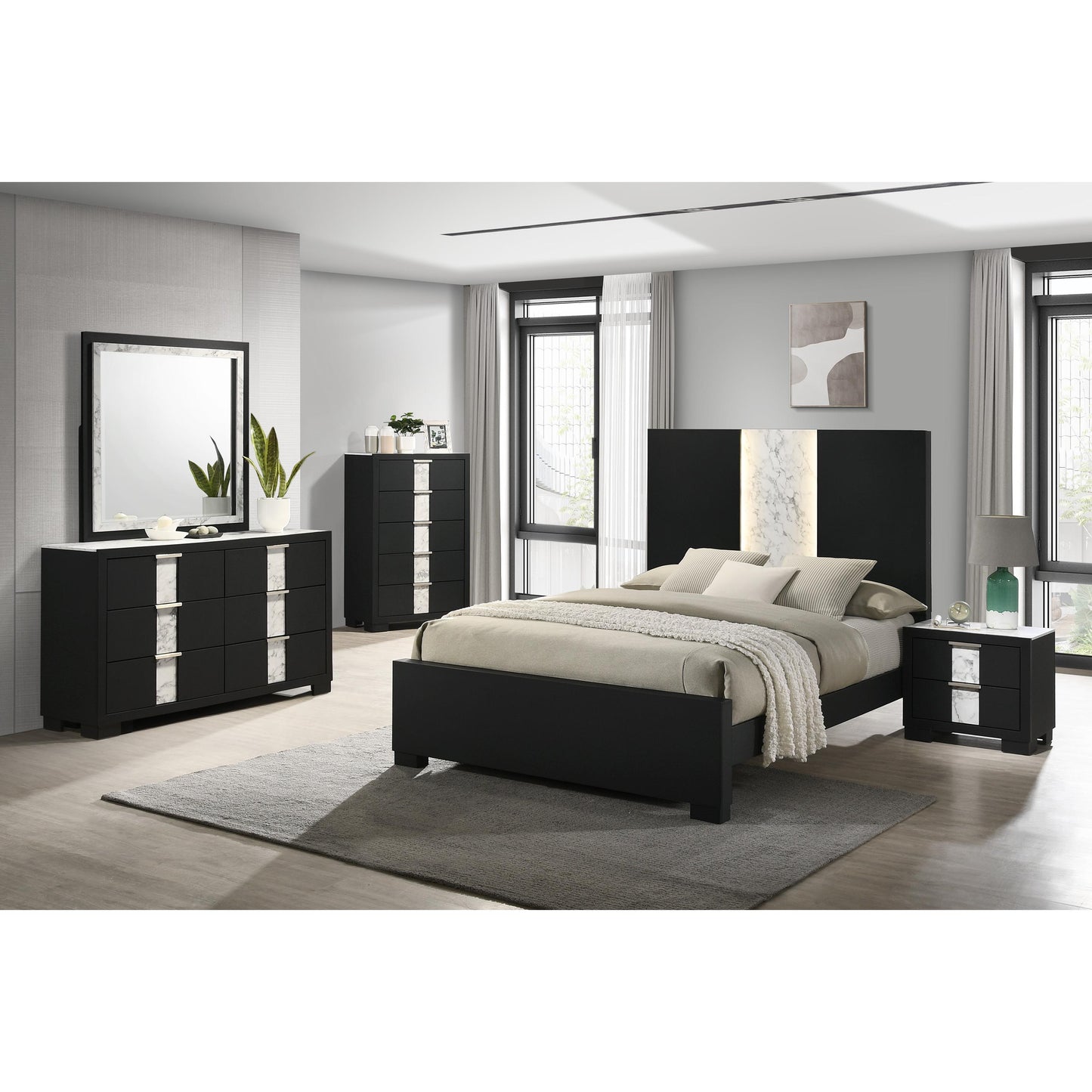 Crown Mark Rangley B6835-Q Queen Bed - Black IMAGE 2