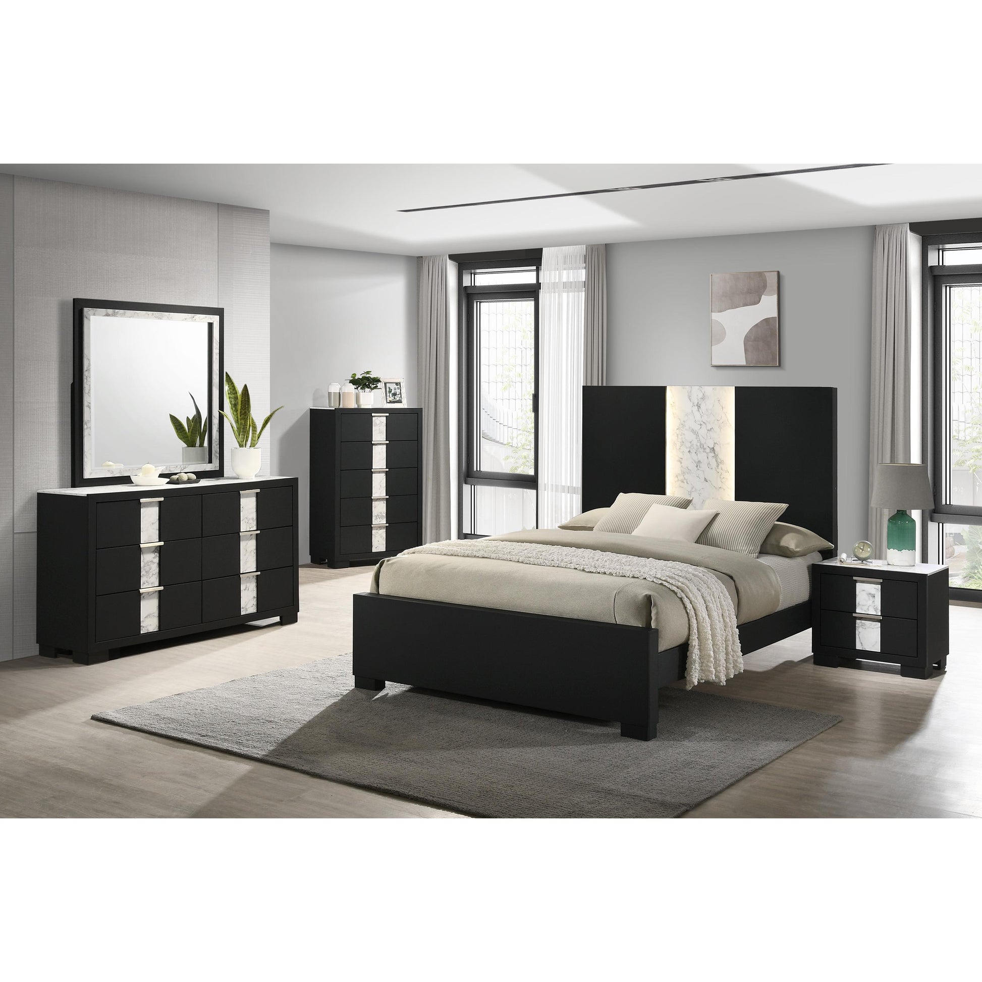 Crown Mark Rangley B6835-Q Queen Bed - Black IMAGE 2