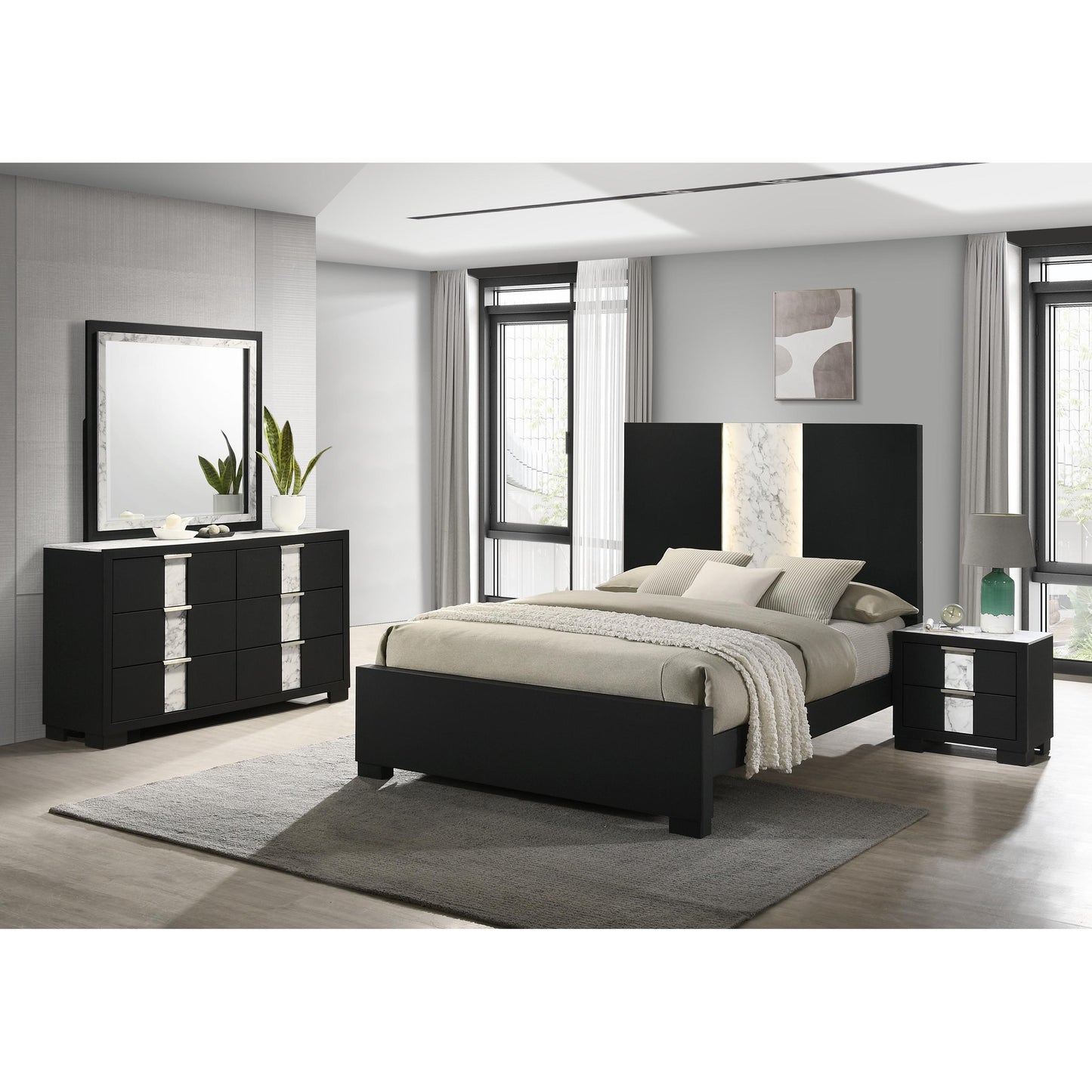 Crown Mark Rangley B6835-Q Queen Bed - Black IMAGE 3