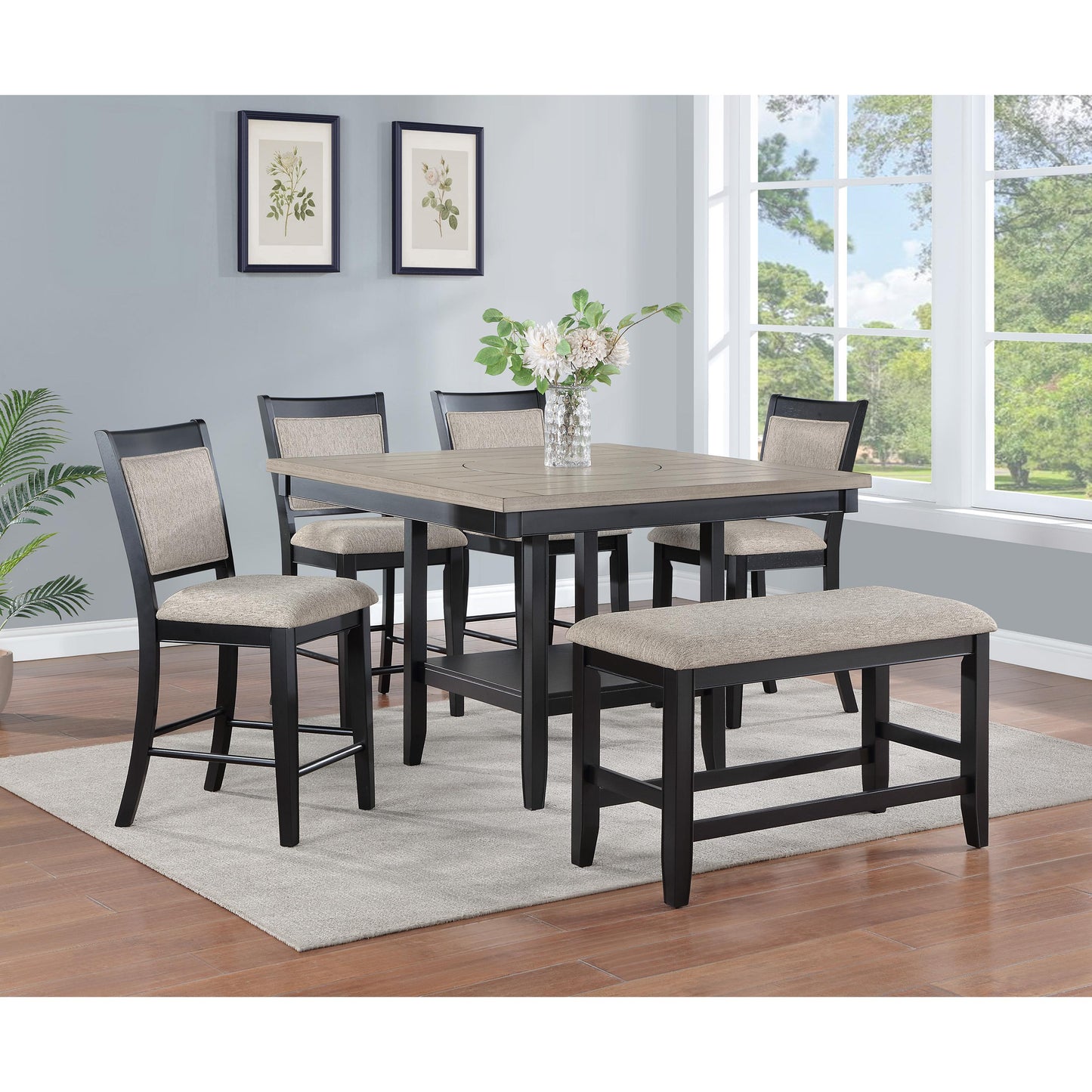 Crown Mark Fulton 2727LG-BENCH Counter Height Bench - Light Grey IMAGE 2