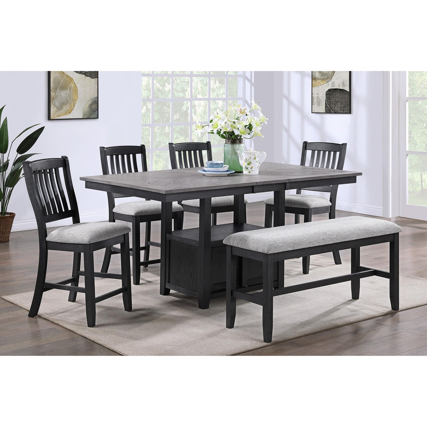 Crown Mark Buford 2773LG-BENCH Counter Height Bench - Light Grey IMAGE 2