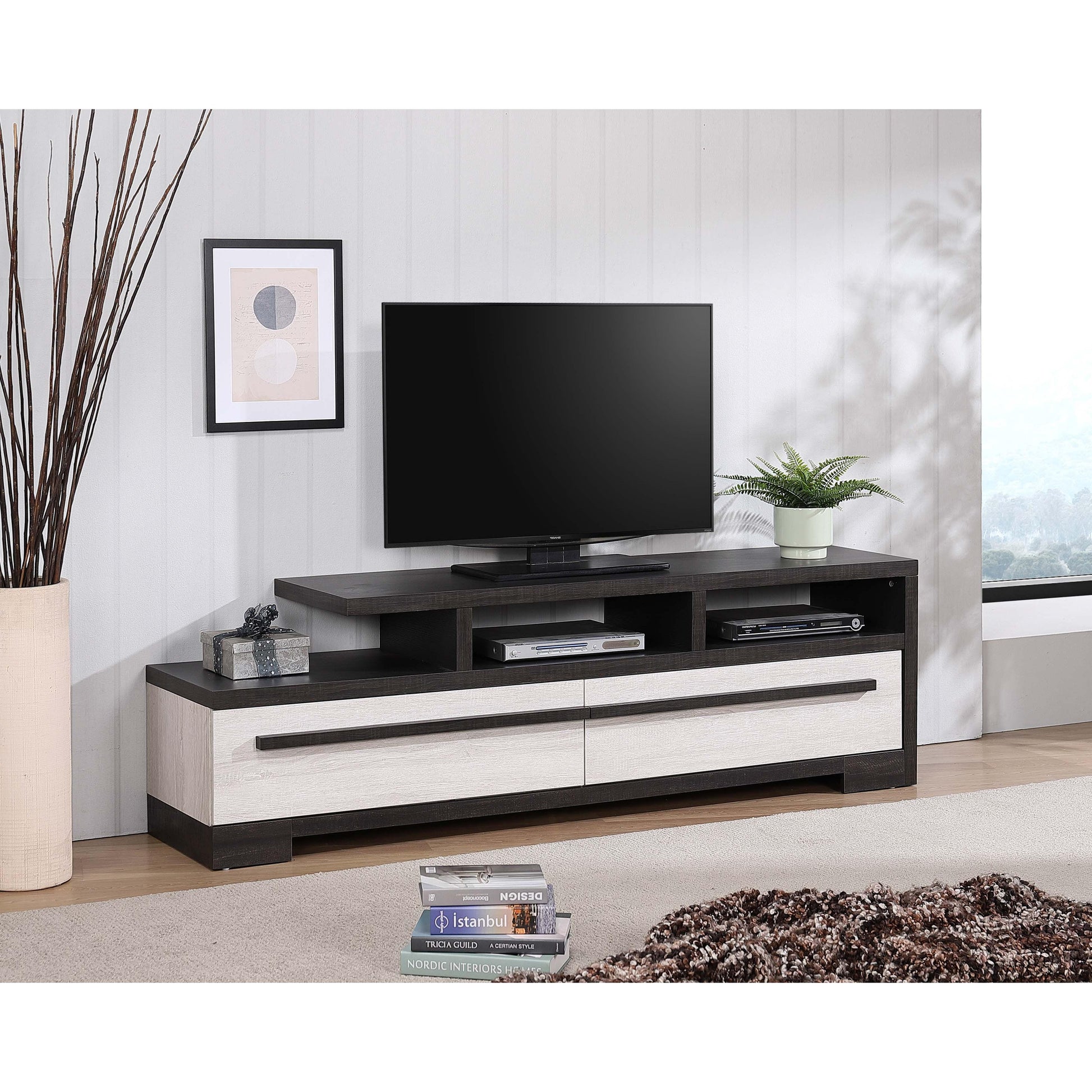 Crown Mark Remington B8162-9 TV Stand - Black/White IMAGE 3