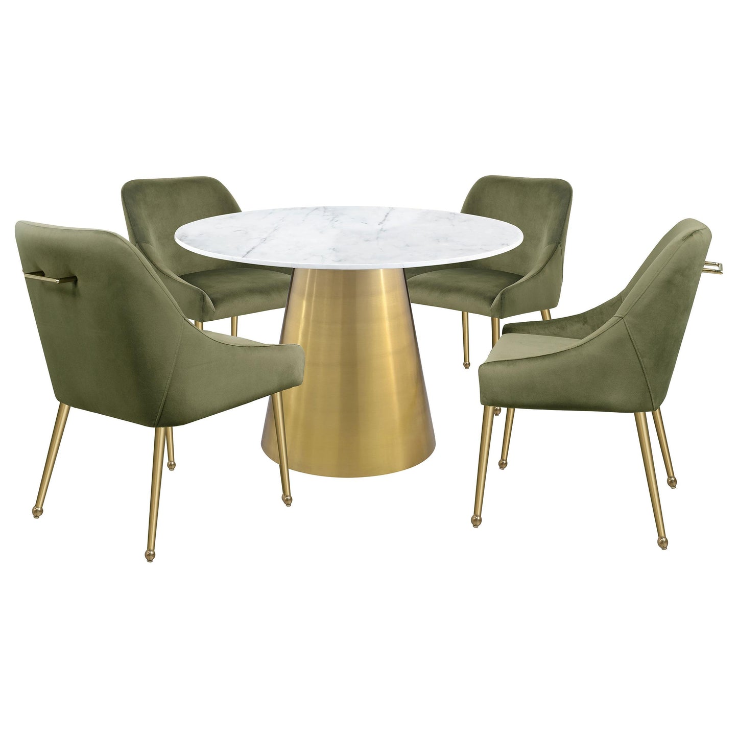 Coaster Furniture Ambrose 107600 Round 50-inch Marble Top Dining Table - Brushed Gold IMAGE 5