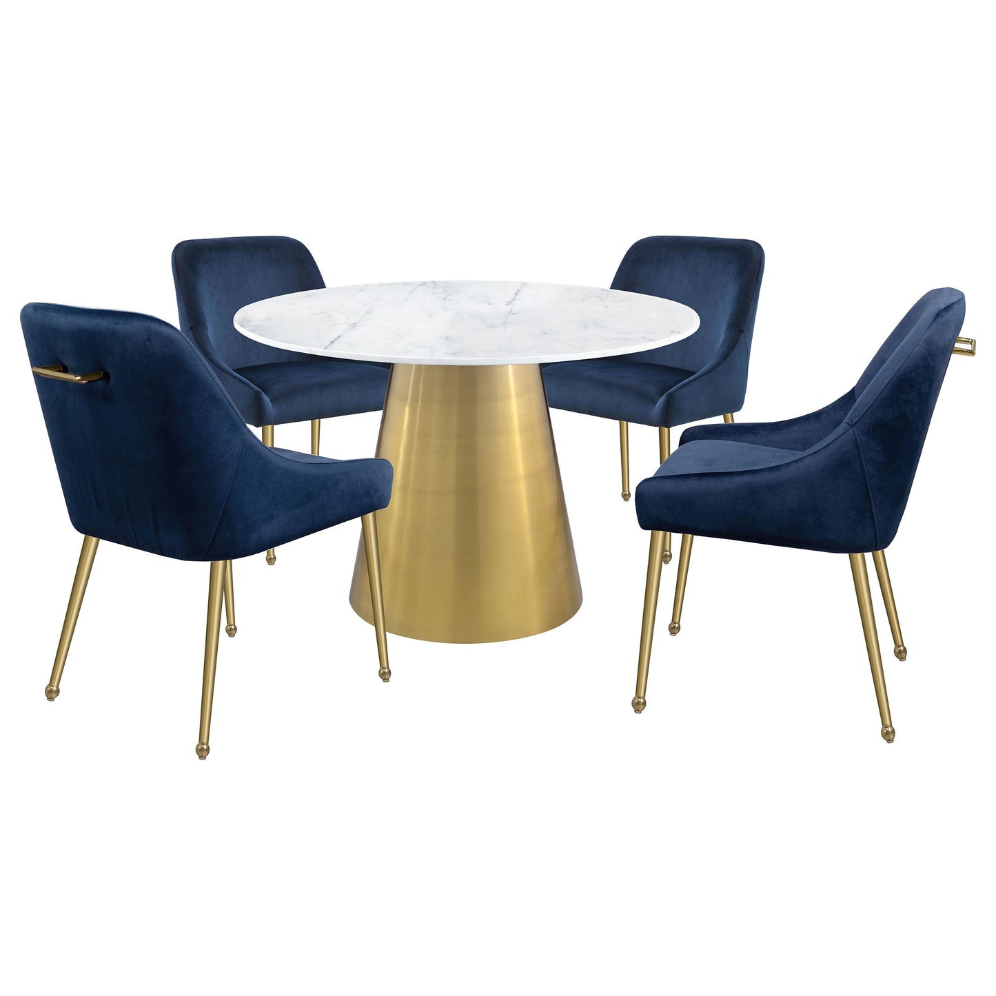 Coaster Furniture Ambrose 107600 Round 50-inch Marble Top Dining Table - Brushed Gold IMAGE 6