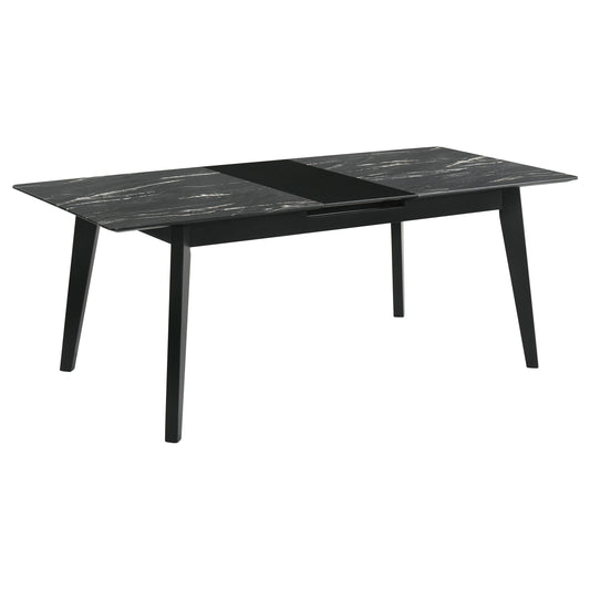 Coaster Furniture Crestmont 121251 78-inch Extension Dining Table - Black Faux Marble IMAGE 1