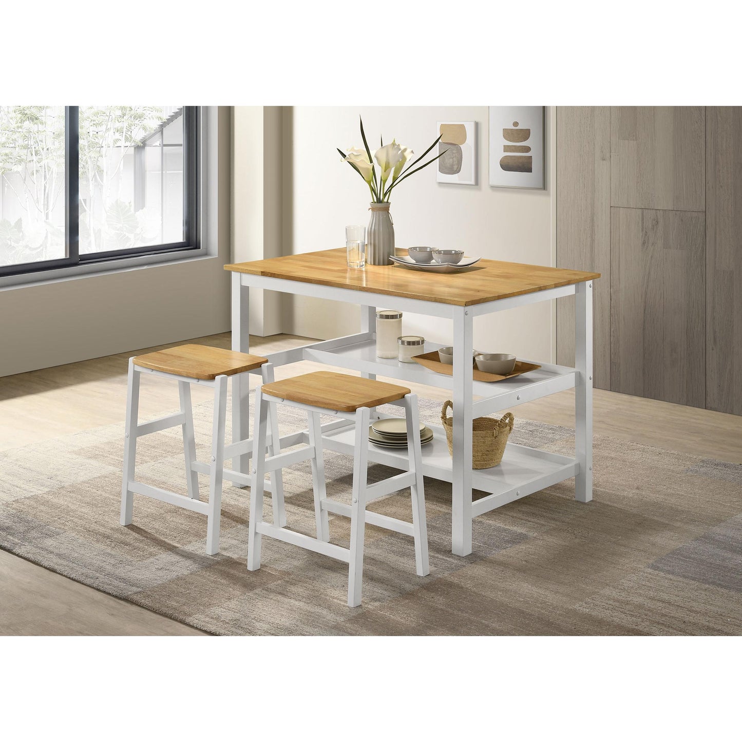 Coaster Furniture Edgeworth 122246 itchen Island Counter Table with Pot Rack - White IMAGE 12