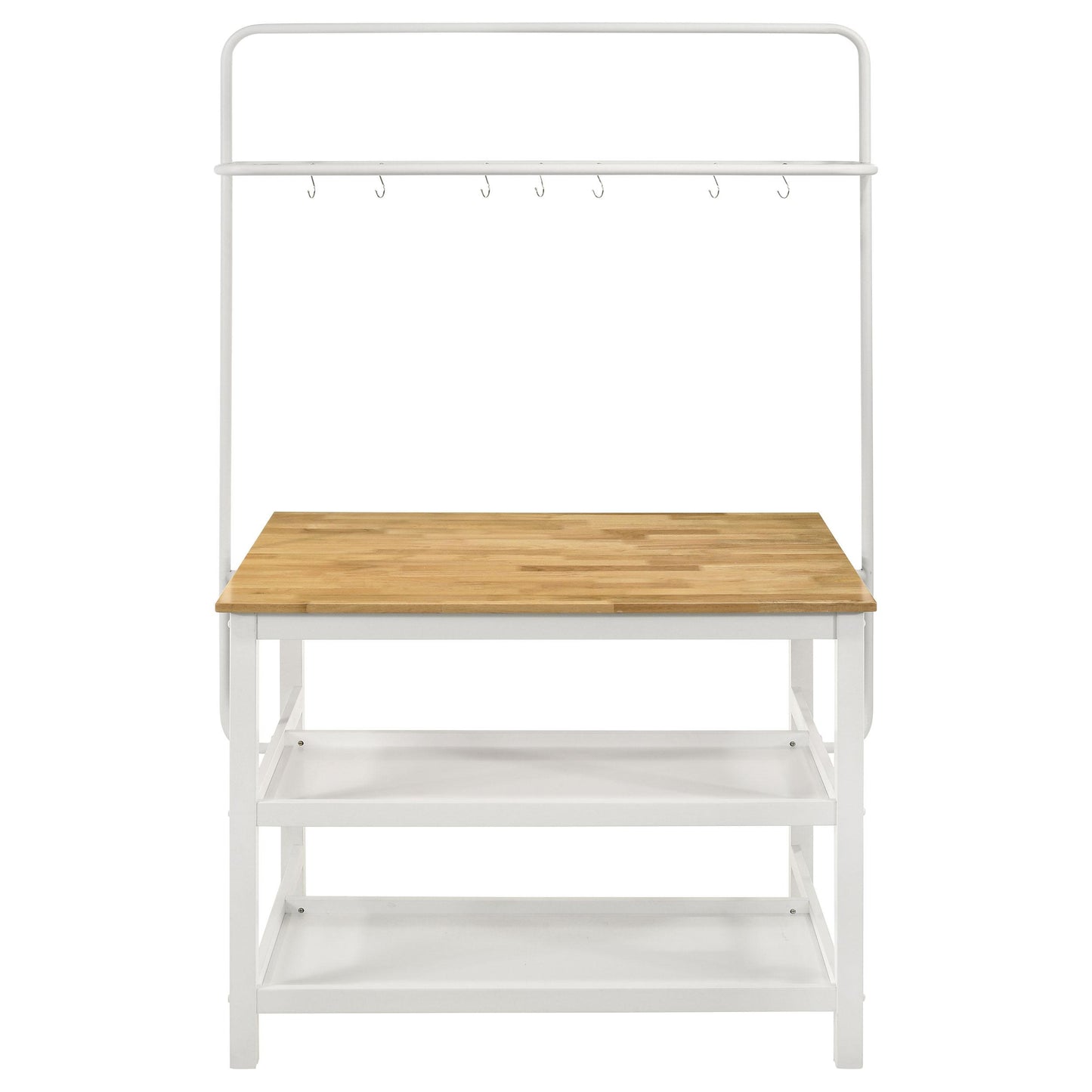 Coaster Furniture Edgeworth 122246 itchen Island Counter Table with Pot Rack - White IMAGE 5