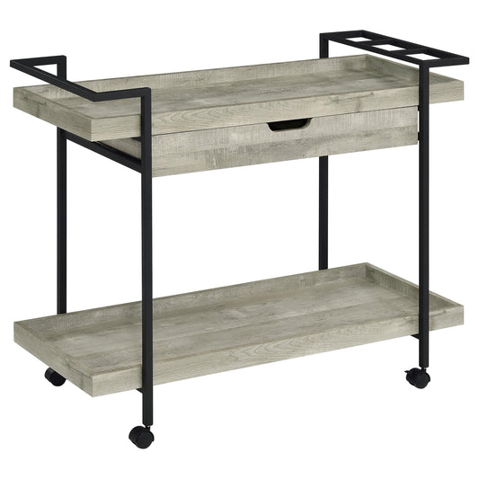 Coaster Furniture Ventura 181005 1-Drawer Engineered Wood Bar Cart - Grey Driftwood IMAGE 1