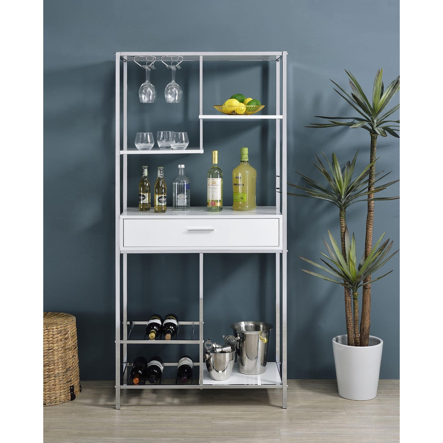 Coaster Furniture Figueroa 182034 5-shelf LED Wine Storage Bar Cabinet - White High Gloss IMAGE 10