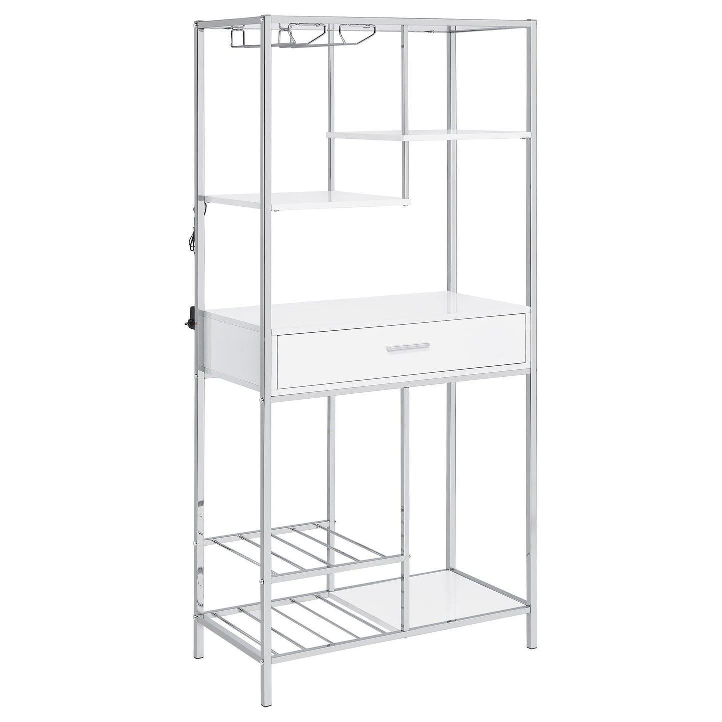 Coaster Furniture Figueroa 182034 5-shelf LED Wine Storage Bar Cabinet - White High Gloss IMAGE 2