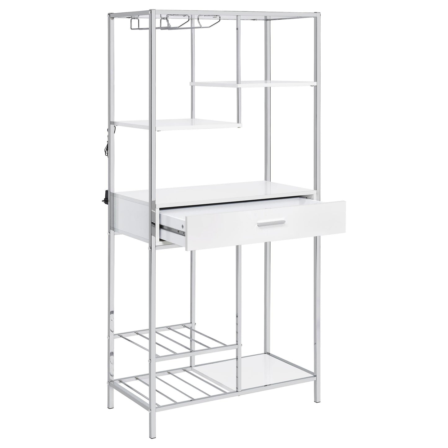 Coaster Furniture Figueroa 182034 5-shelf LED Wine Storage Bar Cabinet - White High Gloss IMAGE 3