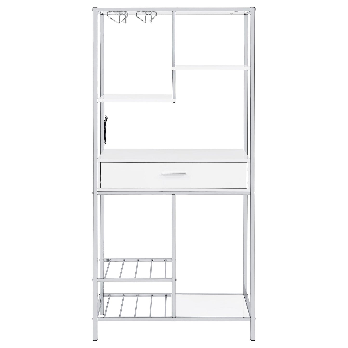 Coaster Furniture Figueroa 182034 5-shelf LED Wine Storage Bar Cabinet - White High Gloss IMAGE 5