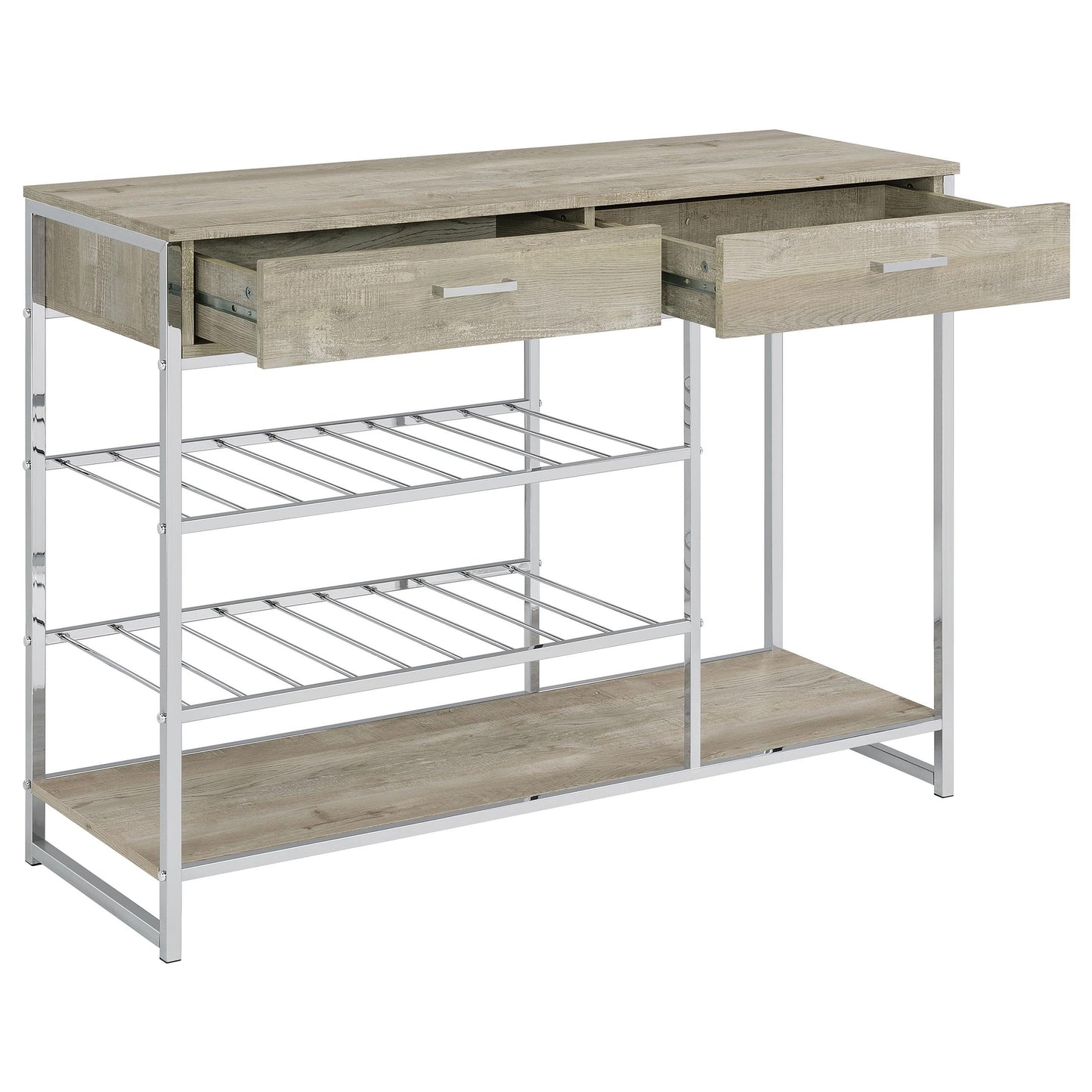 Coaster Furniture Melrose 182275 2-Drawer Home Bar Storage with Wine Rack - Grey IMAGE 3
