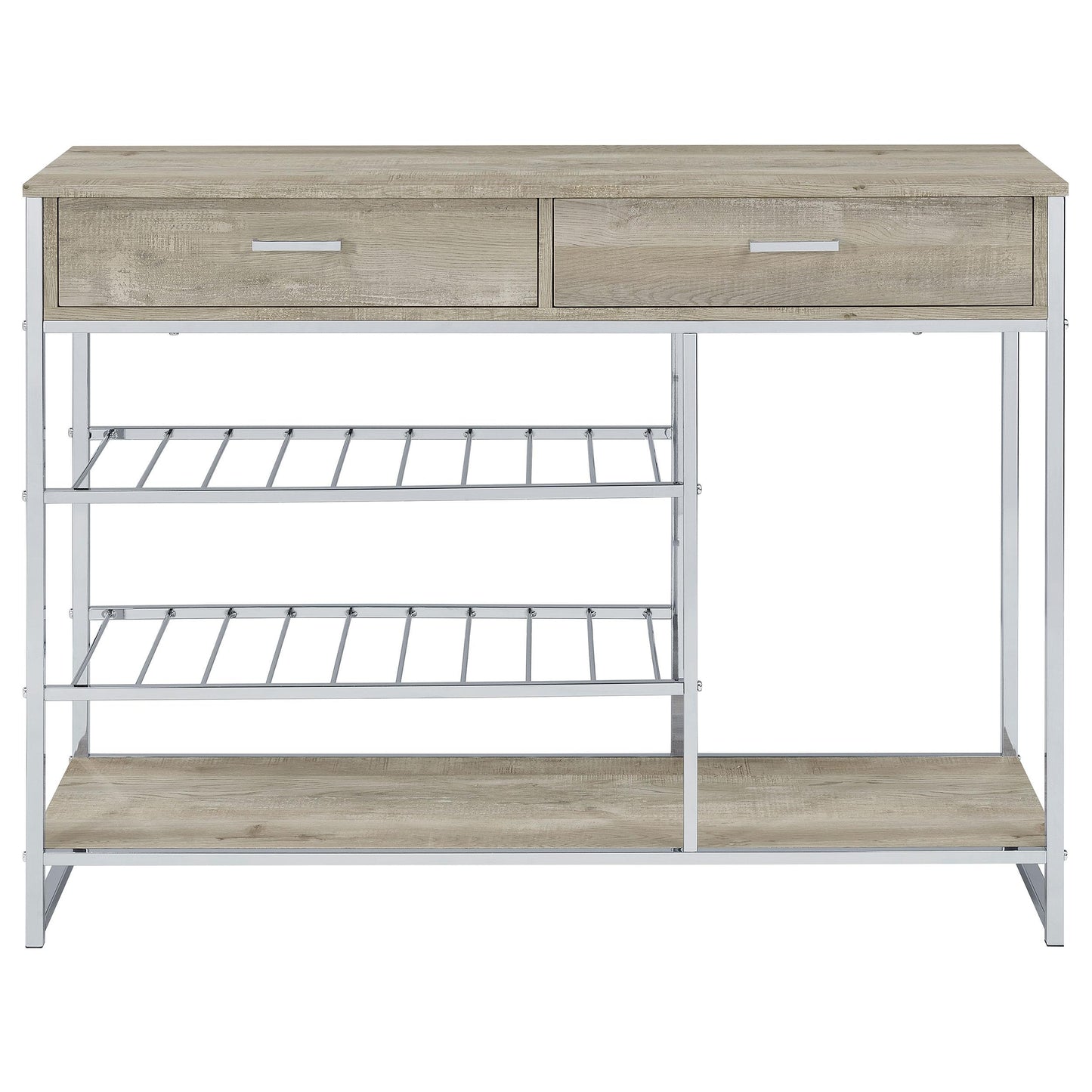 Coaster Furniture Melrose 182275 2-Drawer Home Bar Storage with Wine Rack - Grey IMAGE 4
