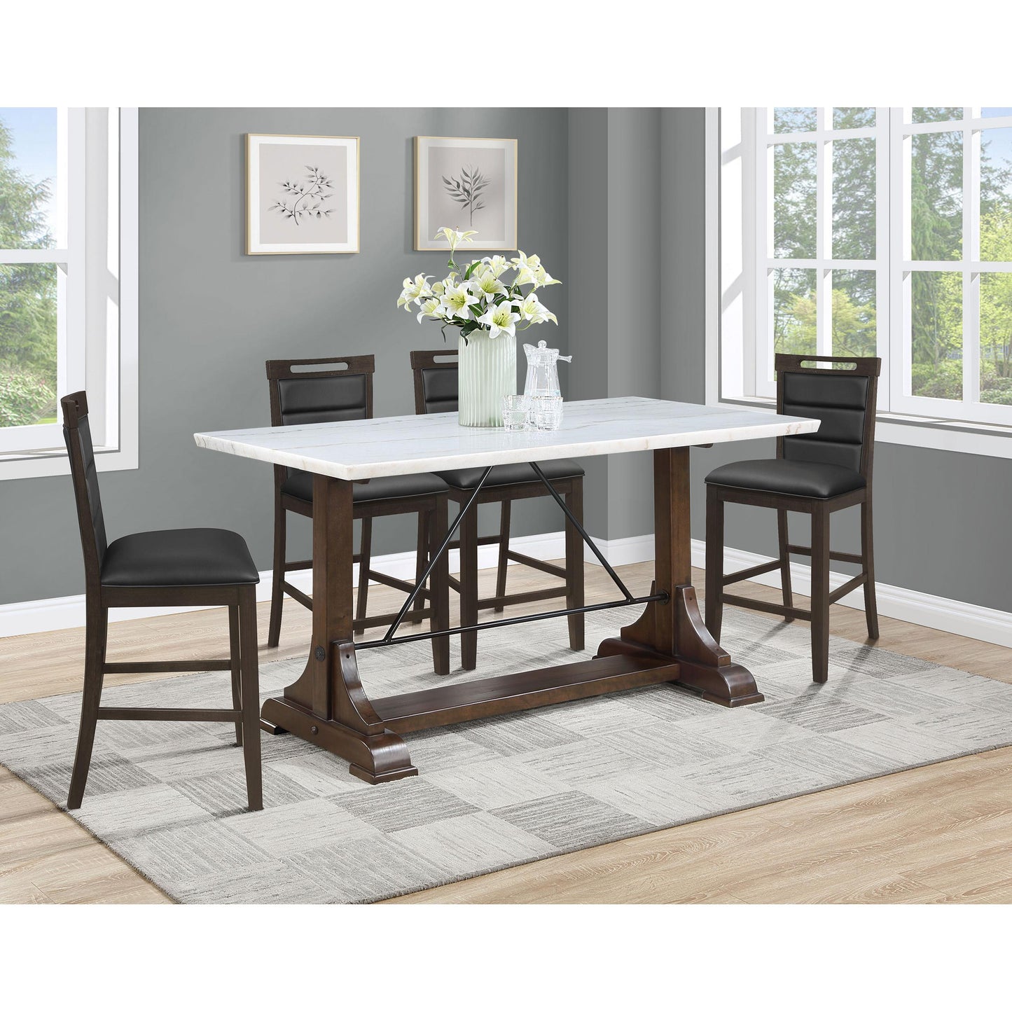 Coaster Furniture Aldrich 182438 66-inch Marble Top Counter Height Dining Table - White IMAGE 6