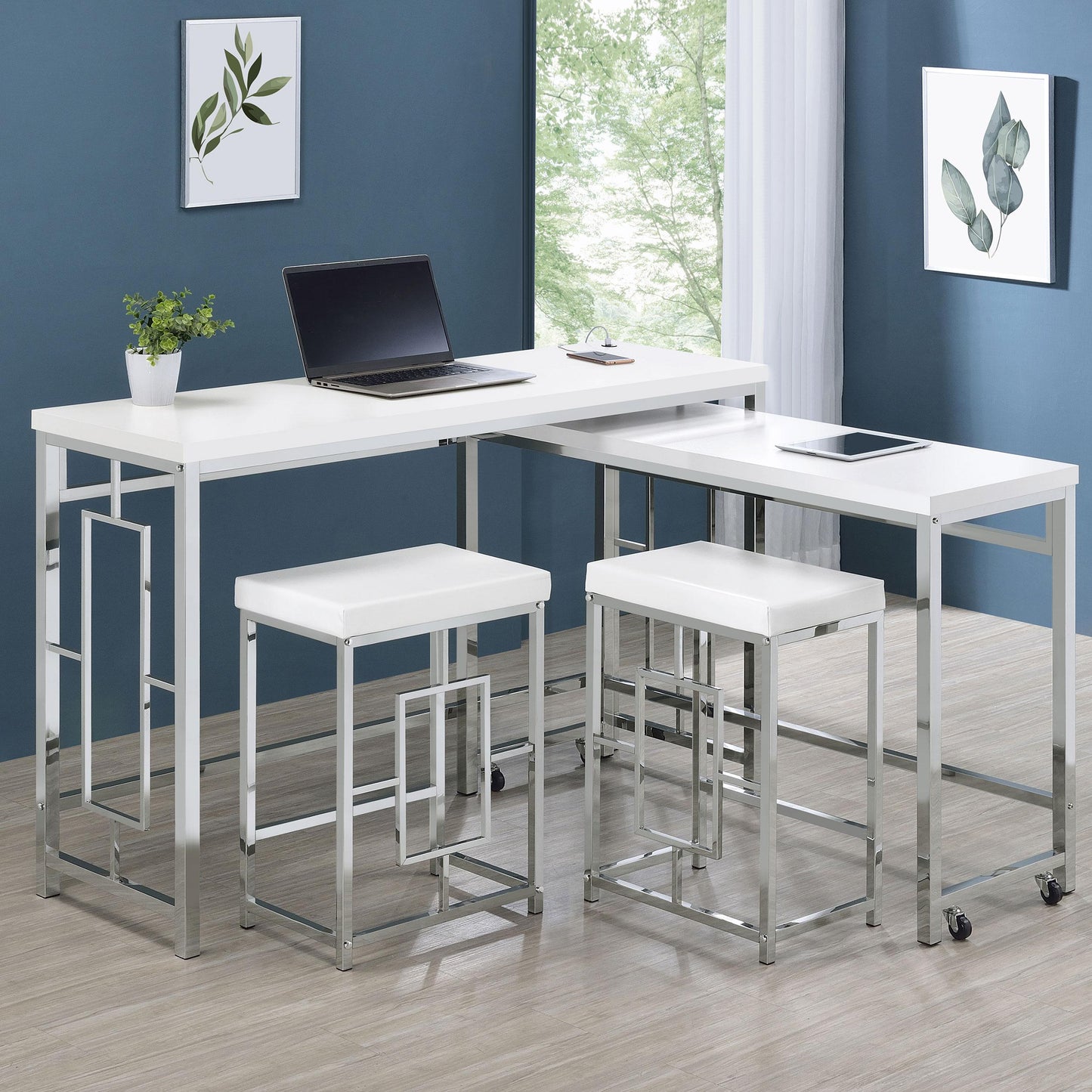 Coaster Furniture Jackson 182714 4-piece Multipurpose Counter Height Table Set - White IMAGE 19