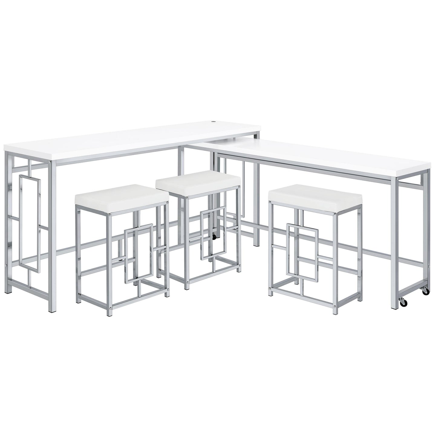 Coaster Furniture Jackson 182715 5-piece Multipurpose Counter Height Table Set - White IMAGE 4