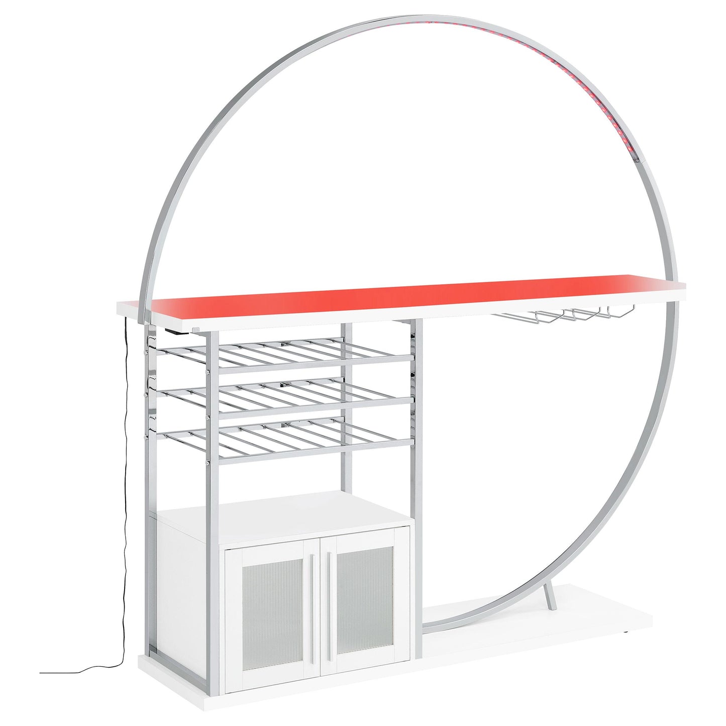 Coaster Furniture Risley 182798 2-door Circular LED Home Bar Cabinet - White High Gloss IMAGE 4