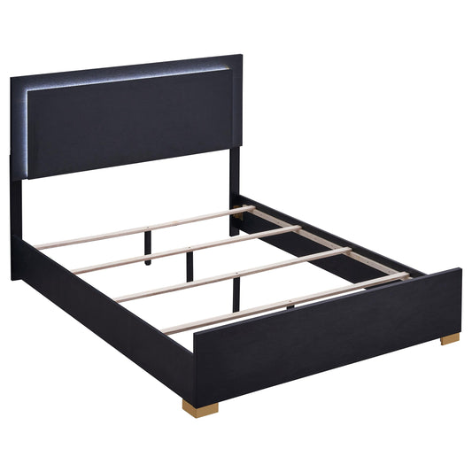 Coaster Furniture Marceline 222831Q Wood Queen LED Panel Bed - Black IMAGE 1