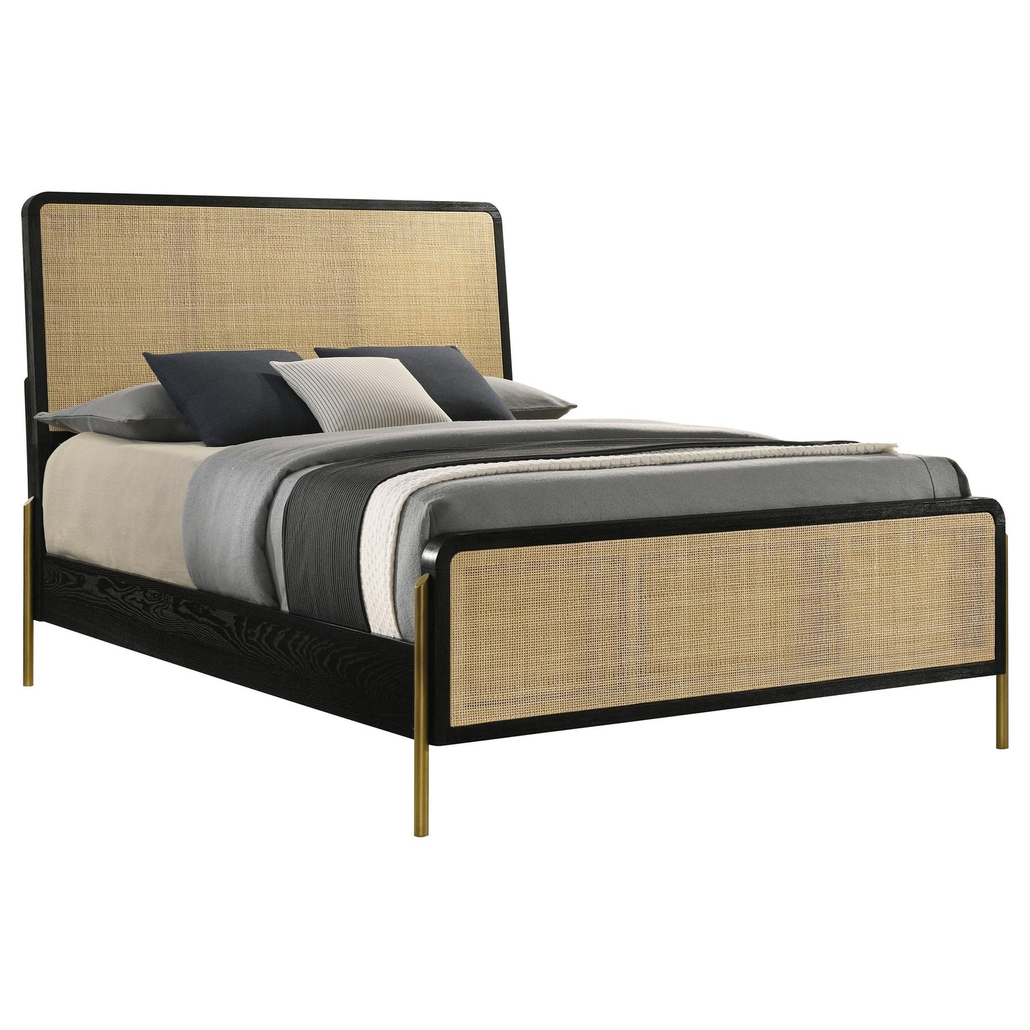 Coaster Furniture Arini 224330KE Rattan Eastern King Panel Bed - Black and Natural IMAGE 3