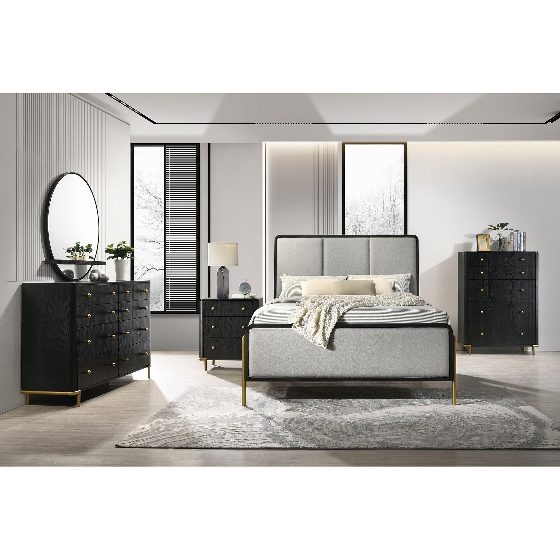 Coaster Furniture Arini 224331KE Upholstered Eastern King Panel Bed - Black and Grey IMAGE 5