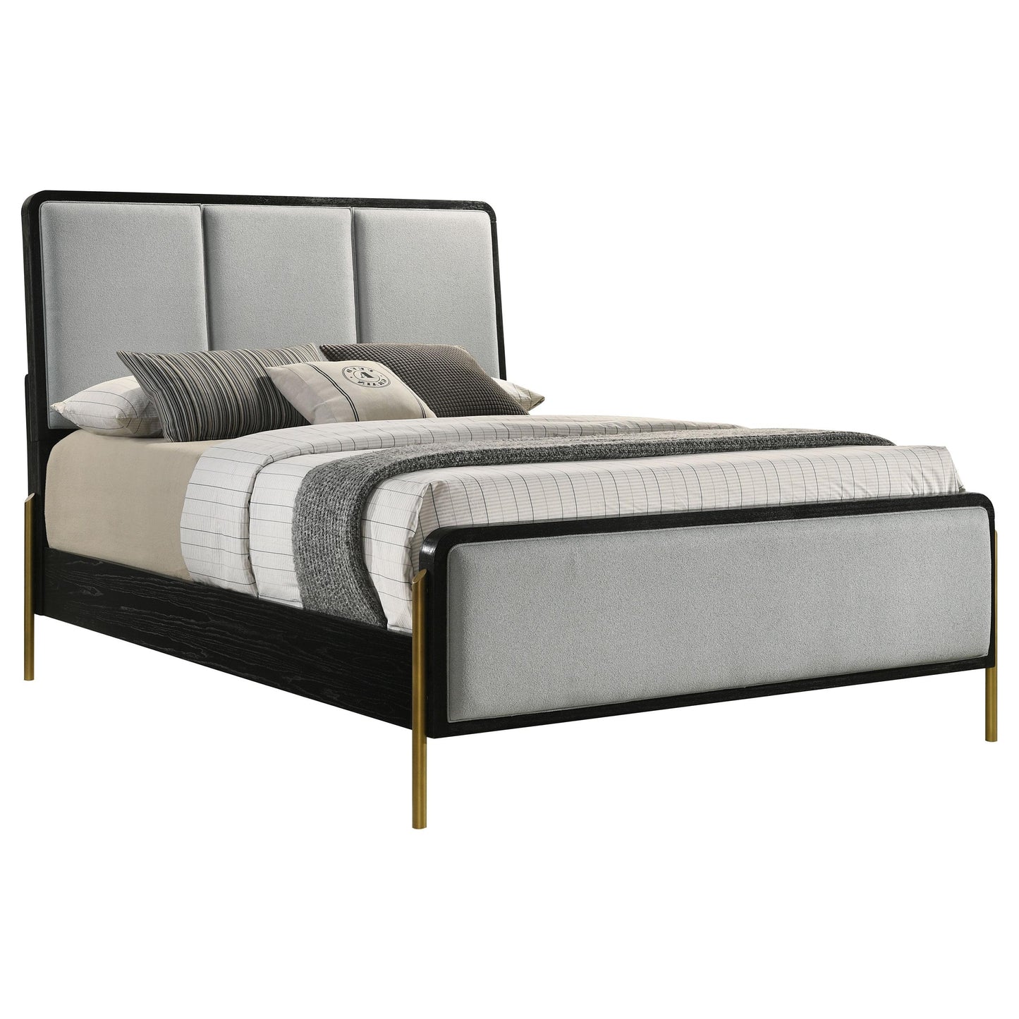 Coaster Furniture Arini 224331Q Upholstered Queen Panel Bed - Black and Grey IMAGE 3
