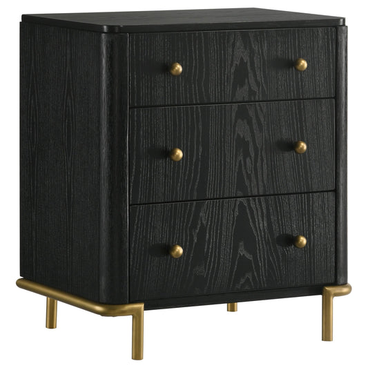 Coaster Furniture Arini 224332 3-Drawer Nightstand - Black IMAGE 1