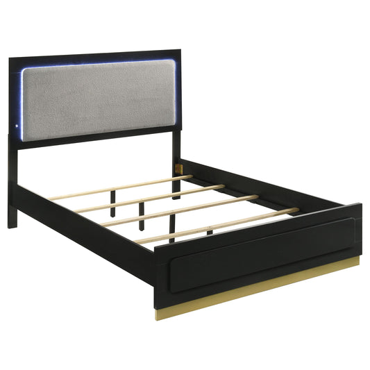 Coaster Furniture Caraway 224781KE Wood Eastern King LED Panel Bed - Black IMAGE 1