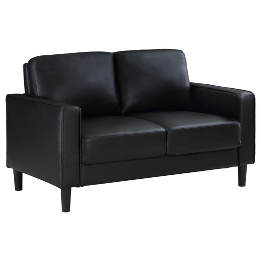 Coaster Furniture Ruth 508362 Upholstered Track Arm Loveseat - Black IMAGE 1