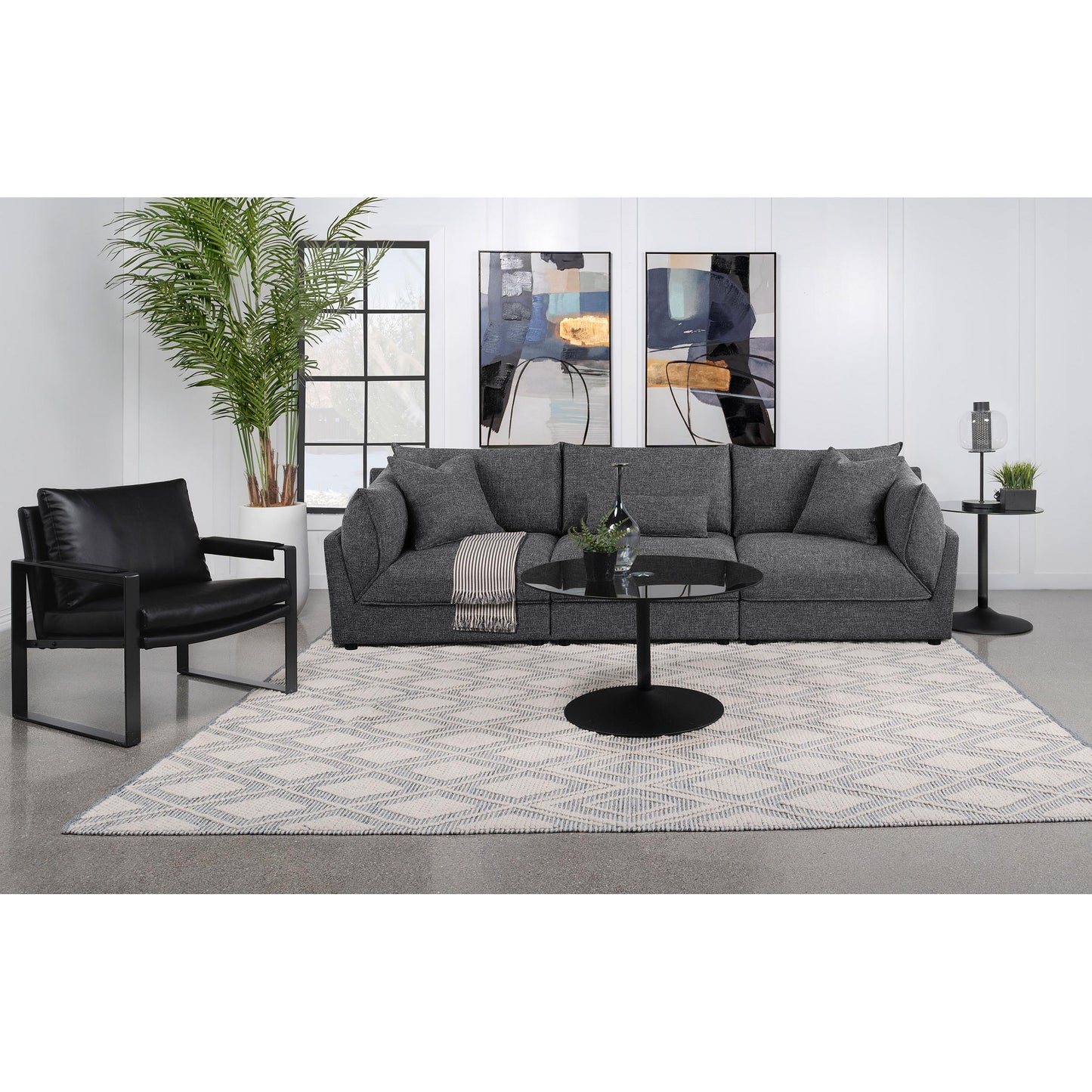 Coaster Furniture Sasha 551681-SETB 3 pc Upholstered Sofa - Barely Black IMAGE 14
