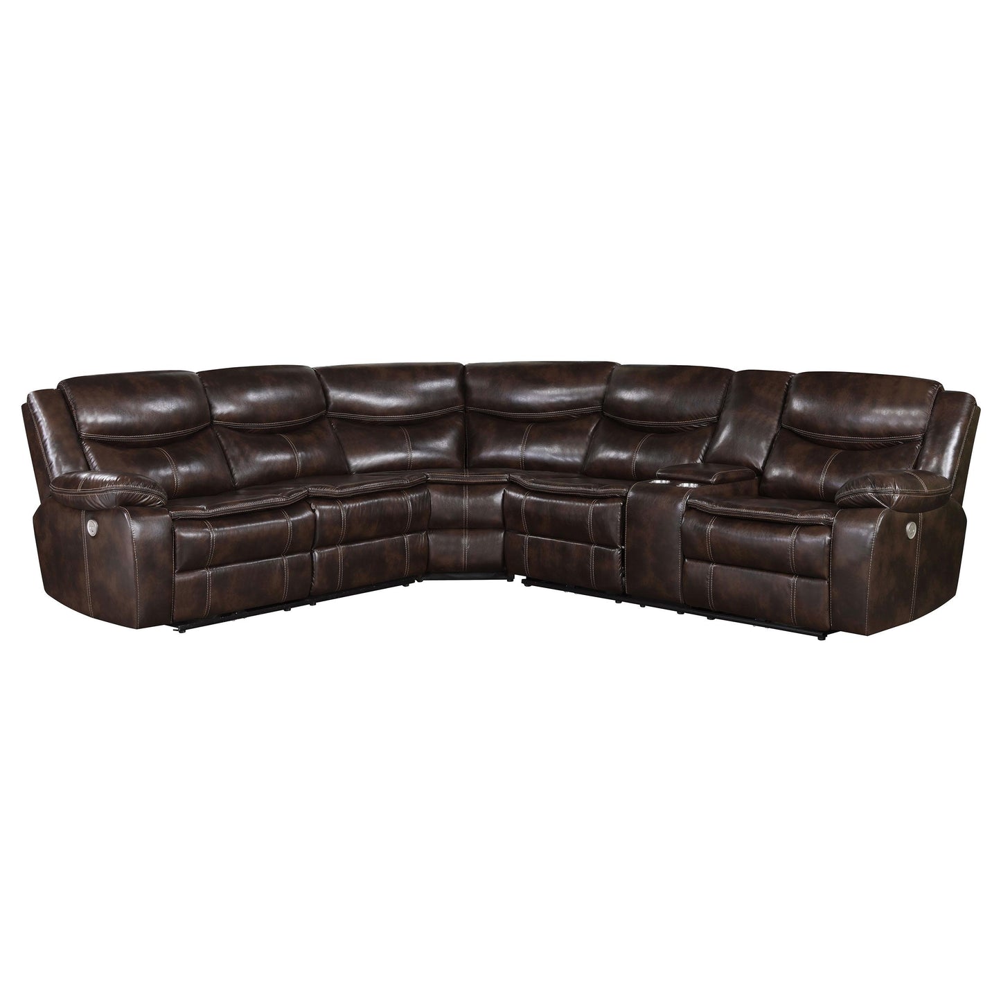 Coaster Furniture Sycamore 610190P Upholstered Power Reclining Sectional Sofa - Brown IMAGE 1