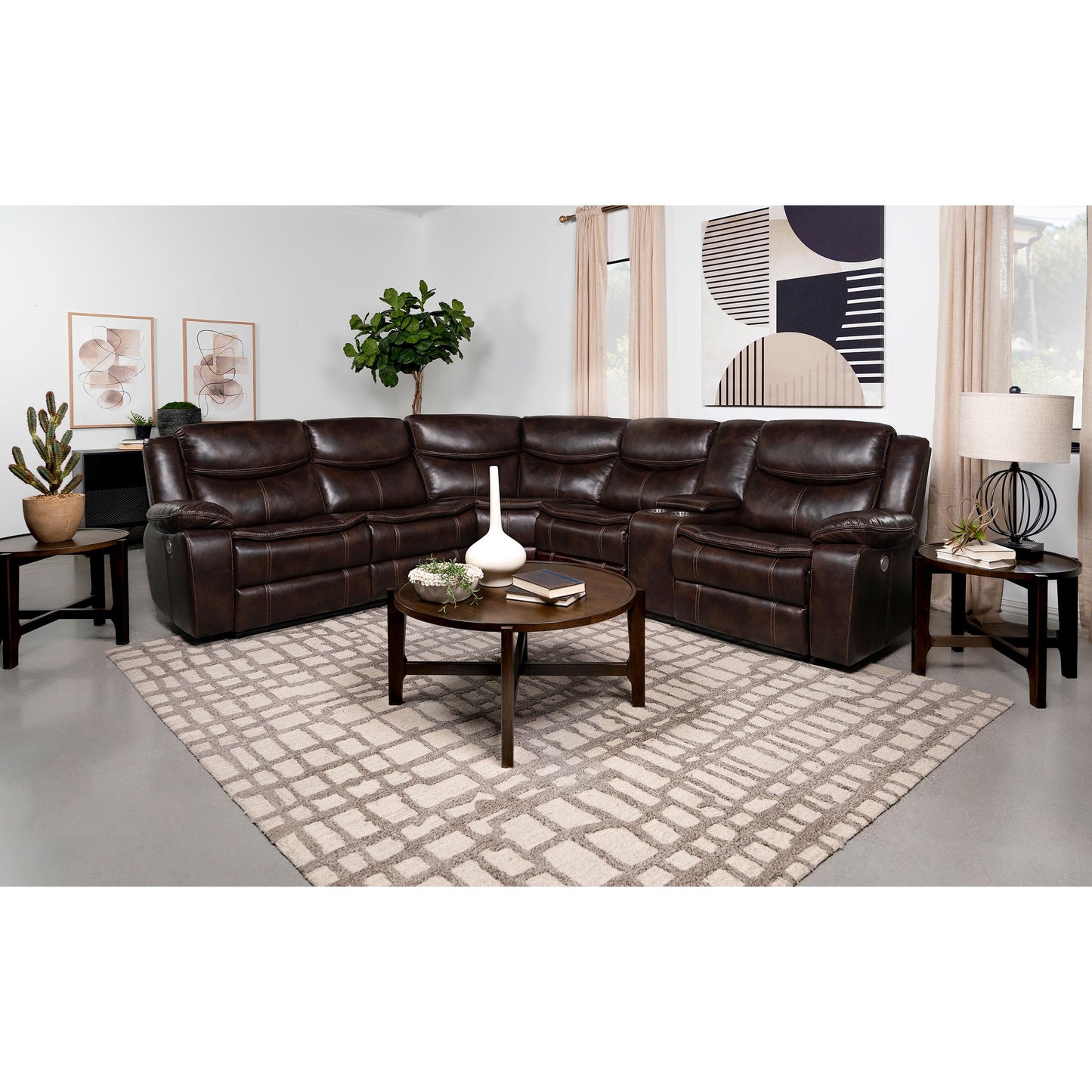 Coaster Furniture Sycamore 610200P Upholstered Power Reclining Sectional Sofa - Grey IMAGE 2
