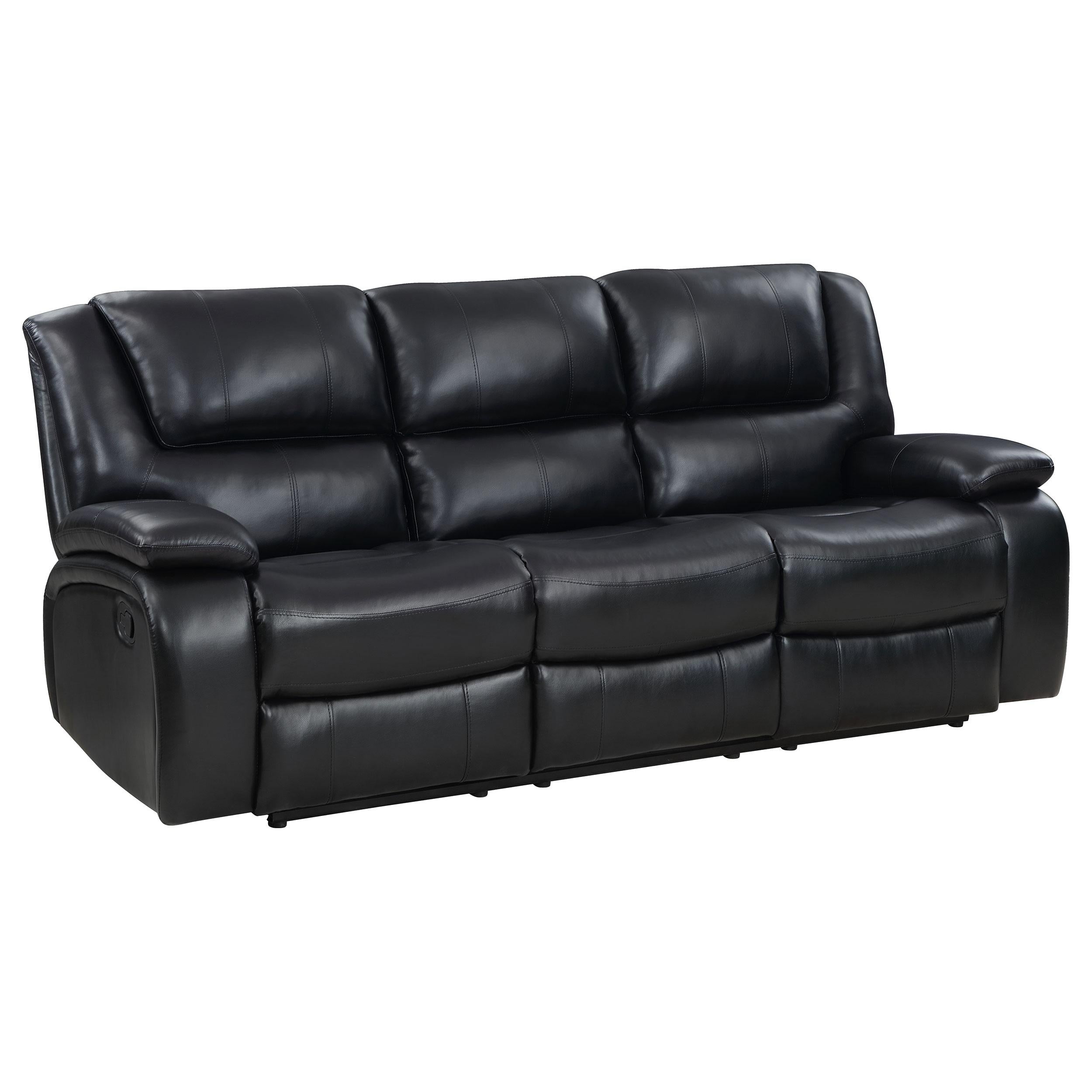 Coaster Furniture Camila 610244 Upholstered Motion Reclining Sofa - Black IMAGE 1