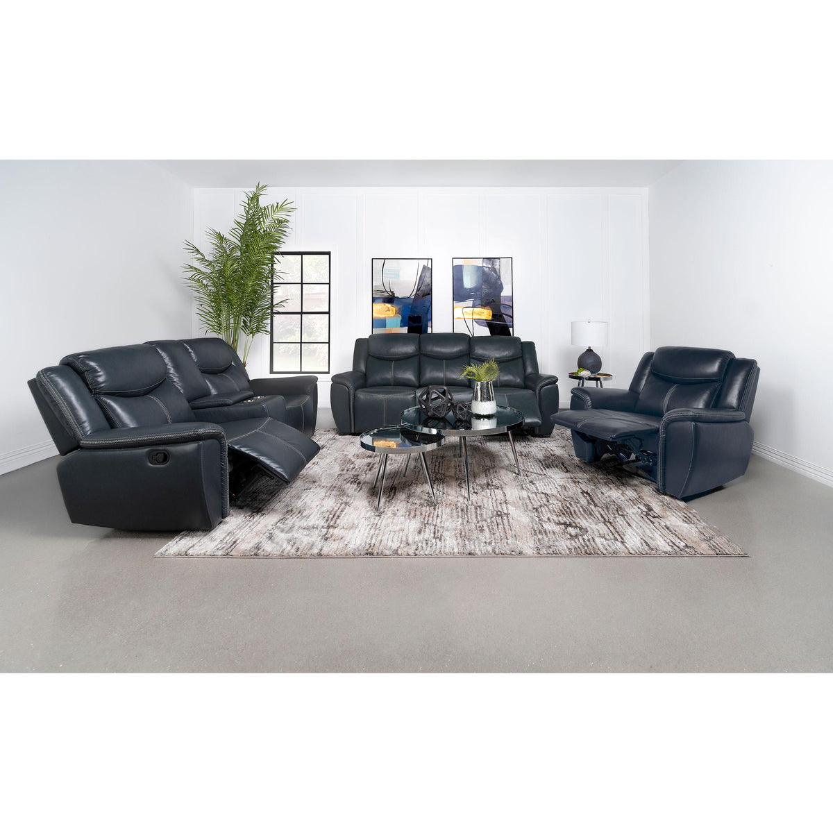 Coaster Furniture Sloane 610273 Upholstered Padded Arm Recliner Chair - Blue IMAGE 9