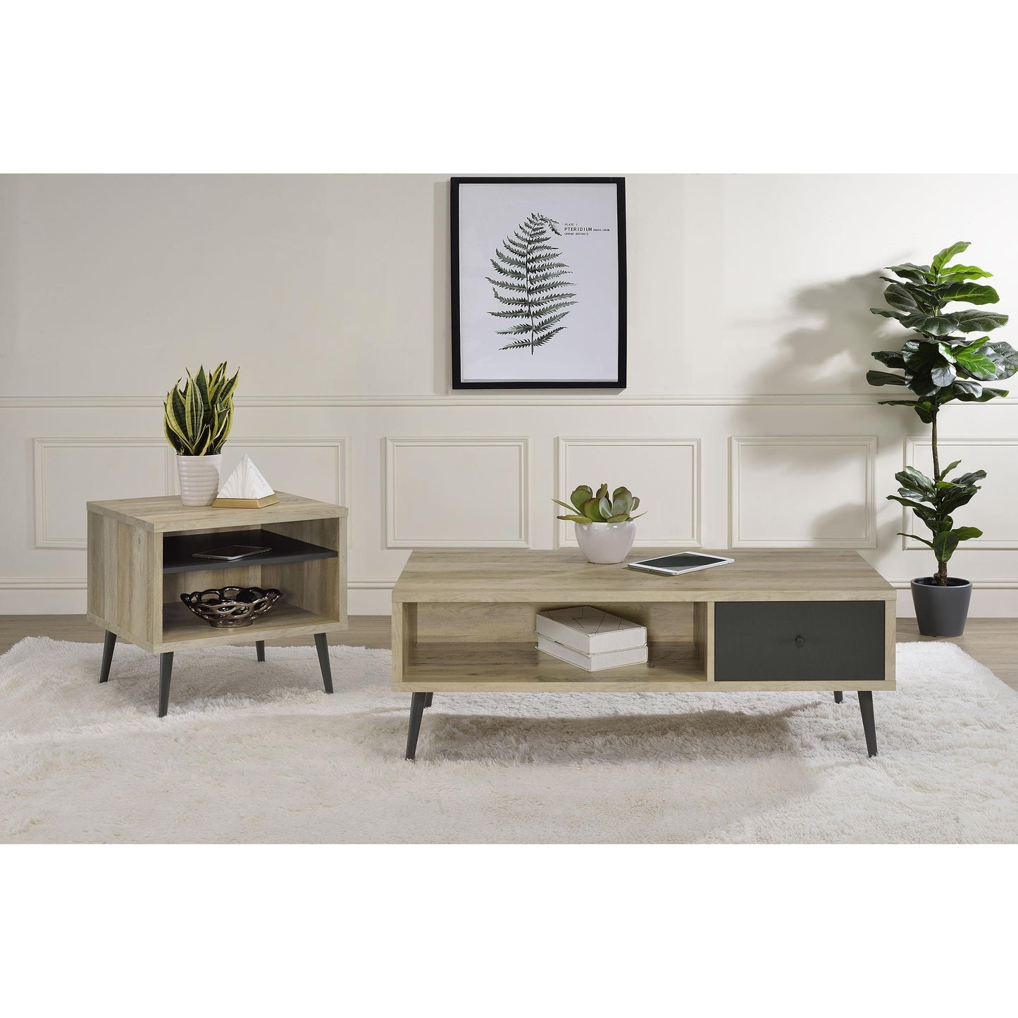 Coaster Furniture Welsh 701038 1-Drawer Engineered Wood Coffee Table - Distressed Pine IMAGE 9